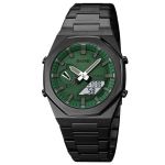 Skmei Black And Green Dual-color Analog And Digital Watch