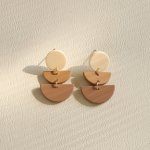 Semi-circle & Round Sheets Design Dangle Earrings Retro Cute Style Acrylic Jewelry Trendy Gift For Women Daily Casual