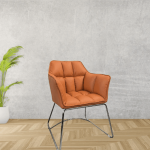 Luxury Curved Lounge Chair - Enhance Your Space With Style - Silver Leged Khaki