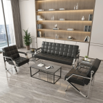 Steel Chrome Reception Sofa Suite