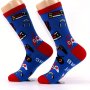 A Pair Of Men's Novelty Crew Socks - Cotton Soft Comfortable Fun Gamer Design With Red Toe And Heel- Great Gift