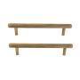 Antique Ribbed Brass Door Handle - Set Of Two