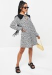 Peter Pan Collar MINI Dress - White & Black