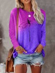 Dragonfly Print Crew Neck Pullover Sweatshirt Casual Long Sleeve Sweatshirt For Spring & Fall Women's Clothing