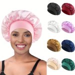 1PC Satin Bonnet Hair Bonnet For Sleeping Shower Cap Reusable Hair Care Wrap Cap Sleep Caps For Women Daily Hair Care