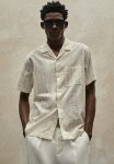 Regular Fit Textured-weave Resort Shirt - Cream