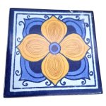 Ceramic Mexican Tile 078 10CM X 10CM Blue And Yellow