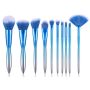 Glamorous Gradient 10 Piece Conventional Makeup Brush Set - Blue & Silver