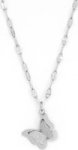 Stainless Steel Necklace With Butterfly Pendant Silver