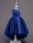 Girl's Elegant Sleeveless Gown With 3D Flower Detailing And Large Bow Back Lace Beaded Puffy Tail Dress Flower Girl Wedding Formal Evening Attire