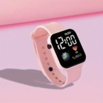 Chic Square LED Digital Watch For Teens - Fashionable & Versatile Rubber Strap Non-rechargeable Battery
