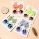 1PC Sweet Mesh Colored Bow Headband & 1PC Fashion Glasses With Daisy Suitable For Party Holiday Hair Styling Perfect Gifts For G