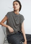 Draped Blouse - Black Patterned