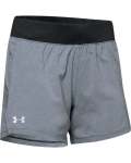 Women's Ua Launch Sw "go Long" Shorts - Black Full Heather Black Reflective Md