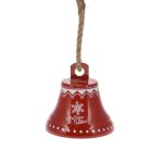 Bell With Jute Rope Metal 17X17X17CM Red - Snowflake