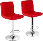 2 X Sswivel Pu Leather Bar Stool With Backrest & Chrome Base - Adjustable