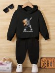 2PCS Baby's Trendy Cartoon Mechanical Bear Print Hoodie & Casual Pants Toddler & Infant Boy's Clothing Set