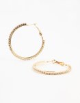 Goldair Gold Diamante Large Skinny Hoop Earrings