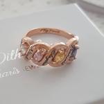 NJ522-CRI103698 - Personalized Names & Birthstones Ring Rose Gold Plated