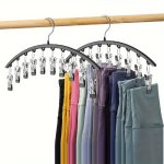 1PC Clothes Hanger Hanging Rack Space-saving Curved Hanger For Yoga Pants And Leggings - Closet Organizer With 10 Clips Pants So