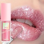 Glitter Lip Glaze Long Lasting Waterproof Liquid Lipstick Dewy Finish Lip Oil Lip Tint Moisturizing Lip Balm Highly Pigmented Fo
