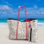 2pcs Neoprene Beach Bag Set Polka Dot Print Tote Bag Large Capacity Shopping Bag With Mini Coin Purse