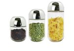 Continental Homeware 3 Piece 400/600/800ML Glass Jar With Silver Lid