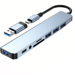 8-IN-2 USB Hub - USB Sd tf Card Reader 3.5MM Audio Jack & Usb-c Port