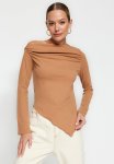 Asymmetrical Draped Top - Mink