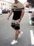 Men's Novelty Outfit Set LEOPARD Print Casual Style With Crew Neck Polyester-Spandex Blend Fabric Machine Washable