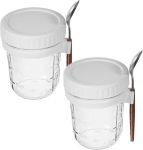 Overnight Oats Jars With Lids And Spoons 2PIECE Reusable Milk Yoghurt Cups