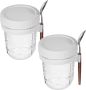 Overnight Oats Jars With Lids And Spoons 2PIECE Reusable Milk Yoghurt Cups