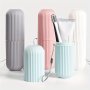 1PC Portable Pvc Toothbrush And Toothpaste Travel Holder Case - Lightweight Snap Closure With Lanyard Easy To Clean - Sports Style Toiletry Bag For