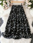 Floral Print Pleated Midi Skirt Vacation Style Skirt For Spring & Summer Women's Clothing