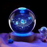 1PC Solar System 3D Laser Engraved Crystal Ball With Color Light Living Room Bedroom Home Decoration Lamp Desktop Decoration Gla