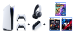 Playstation 5 + Dualsense + Ds Charging Station + Wireless Headset + GT 7 + Marvels Spiderman Miles Morales Ult Edition + Ratche