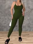 Solid Color Slim Cami Jumpsuit Casual Backless Sleeveless Jumpsuit For Spring & Summer Women's Clothing