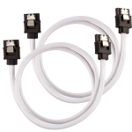 Corsair Premium Sleeved Sata Data Cable Set With Straight Connectors White 60CM