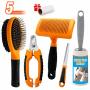 Beirui 5 In 1 Professional Pet Grooming Kit - Dog Brush+ Self-clean Dog Brush+ Nail Clipper+ Nail File+ Sticky Hair Rollers - Dog Grooming