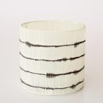 Black & White Ribbed Glass Vase – 13X13CM