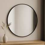 Magnum 80CM Round Slanted Frame Mirror Black