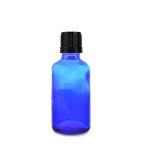 20ML Blue Glass Bottle With Fast Flow Dropper Cap - Black