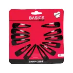 Basics Hair Snap Clip Iron Black 12PC