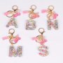 Resin Initial Letter Keychain Butterfly Pendant Cute Glitter Animal Key Ring Purse Bag Backpack Car Key Charm Party Favors Christmas Gift