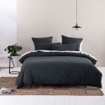 Linen House Providence Charcoal Waffle Duvet Cover Set 230cm x 220cm