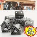 20PCS Stainless Steel L-shaped Corner Braces 90 Degree Angle Joint Connectors Reinforcement Bracket Fasteners For Furniture Tabl