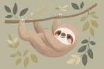 Happy Sloth Green - Wall Art Print - A1