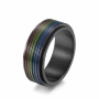 Rainbow Spinner Ring Black - 7 Us