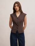 Orla Sleeveless Blazer - 16 Chocolate Suit
