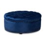 Tia Velvet Tufted Round Ottoman - Blue